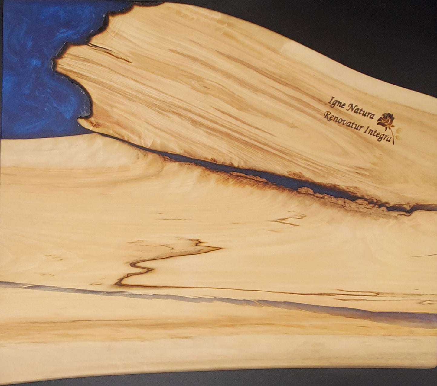 Aspen and marine blue remnant cutting board