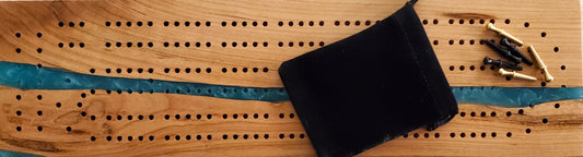 Cherry and turquoise cribbage board