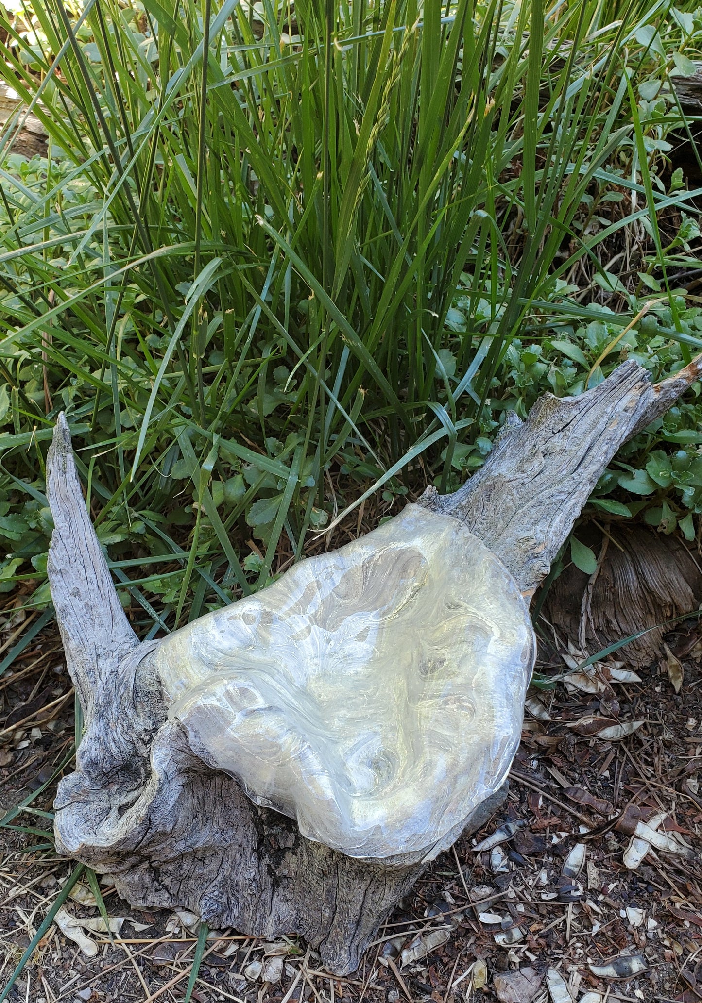 Gold/white Bird Bath