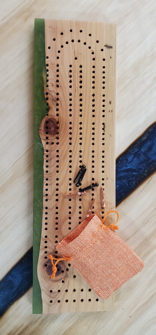 Sage green cedar cribbage board